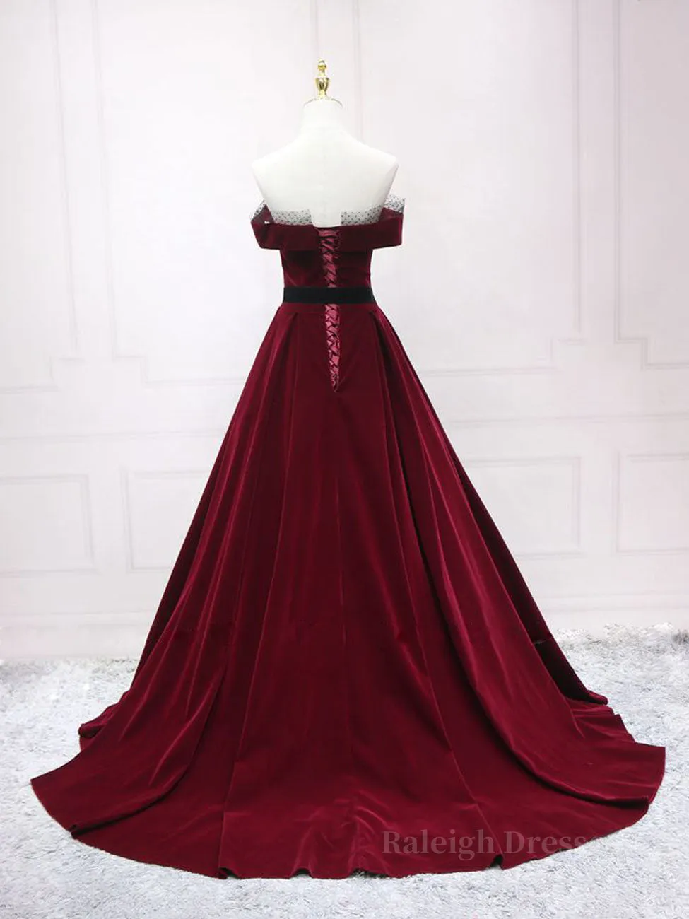 A-Line Burgundy Long Prom Dresses, Burgundy Formal Evening Dresses