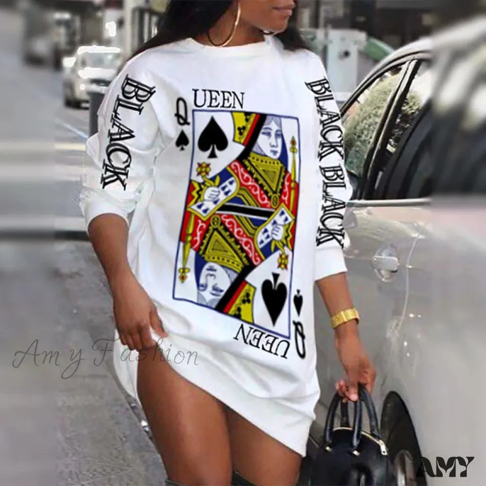 Amy Fashion - Street Style Casual Poker Pattern Dresses