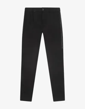 Black Contrast Stitch Chino Trousers -