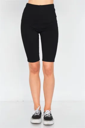 Black Stretchy Athletic Biker Shorts /4-2-1