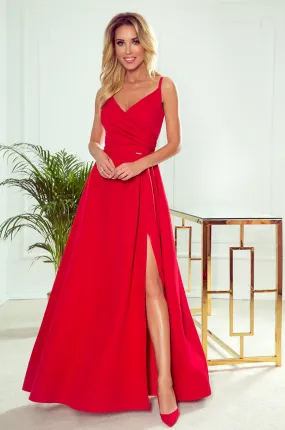 CHIARA elegant maxi dress with straps - red