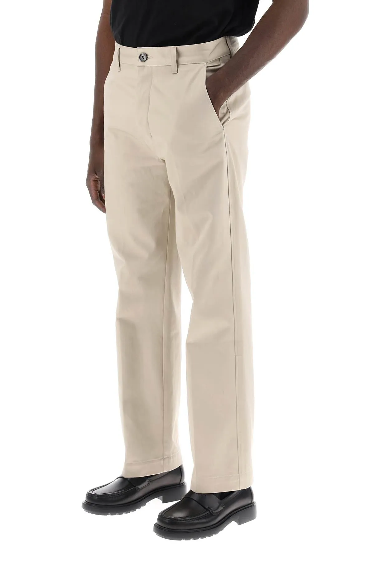 cotton satin chino pants in