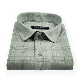 Grey Color Poly Cotton Casual Checked Shirt For Men