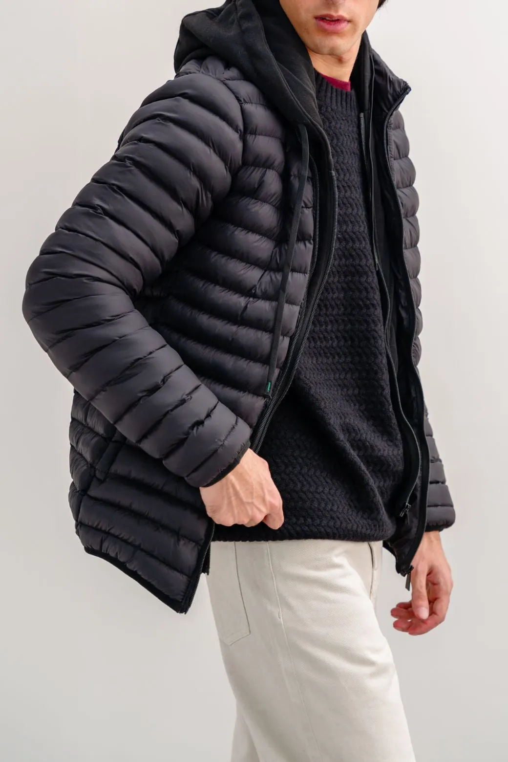 HOODED DOUBLE ZIP PUFFER