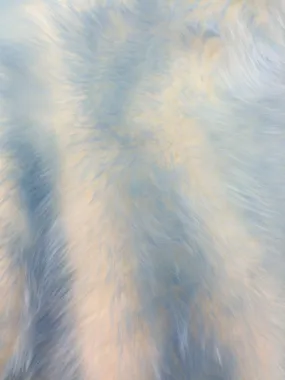 Light blue/ off white cotton candy design shaggy faux fun fur- 2 tone super soft faux fur- sold by yard