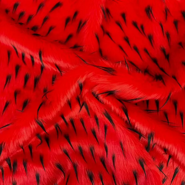 Red | Black Two Tone Spike Shaggy Faux Fur Fabric