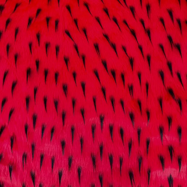 Red | Black Two Tone Spike Shaggy Faux Fur Fabric