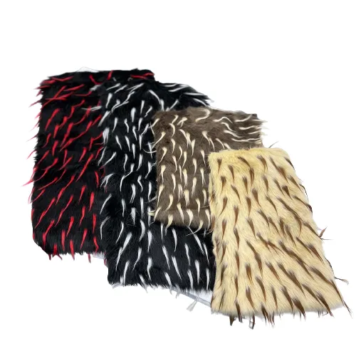 Red | Black Two Tone Spike Shaggy Faux Fur Fabric