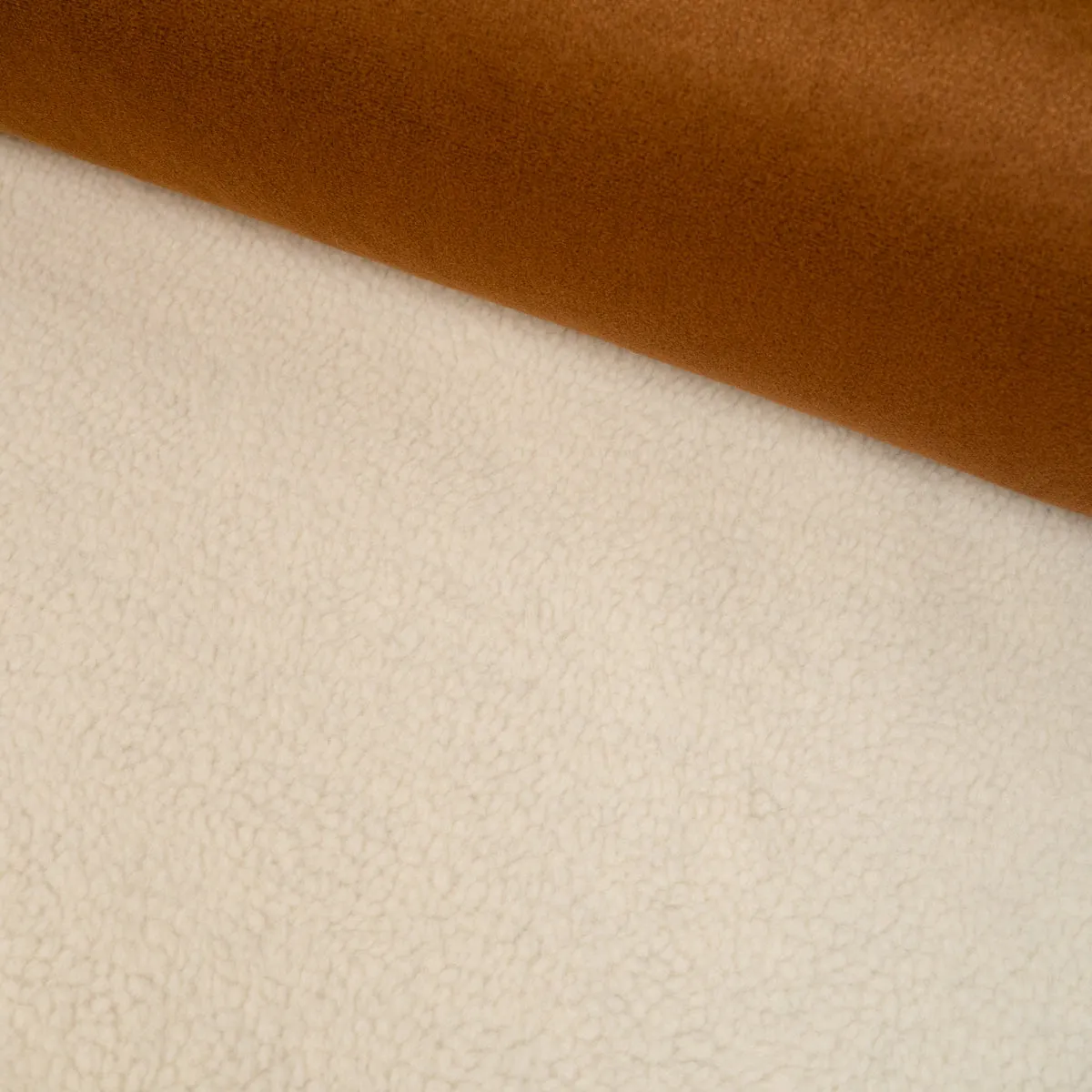 Sherpa-lined faux suede fabric - Camel