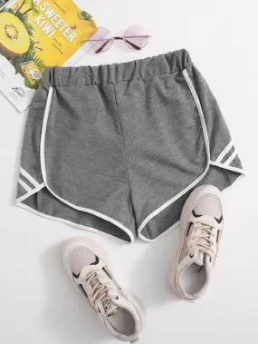 Side Stripe Contrast Binding Track Shorts