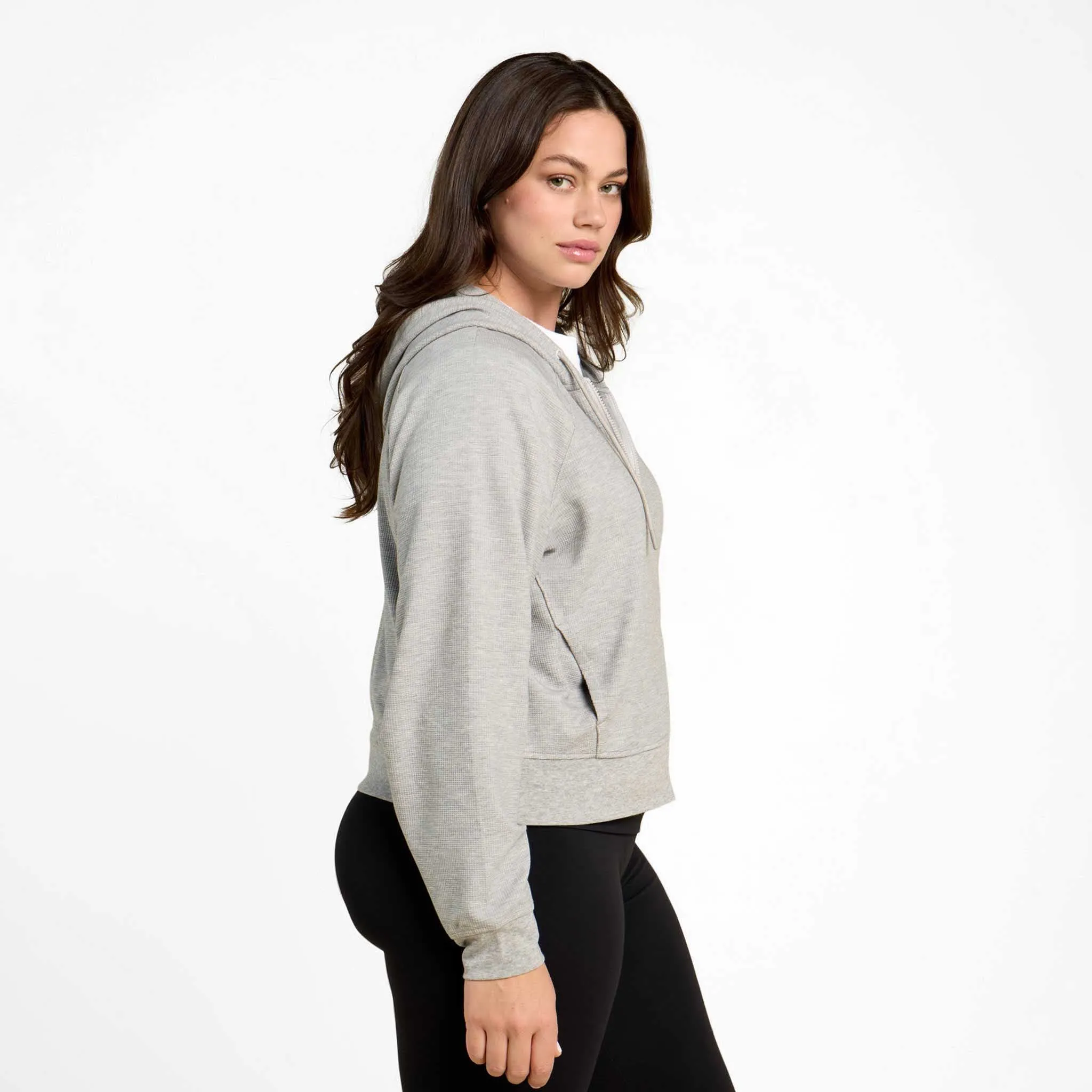 Sporty Waffle Zip Up | Heather Grey