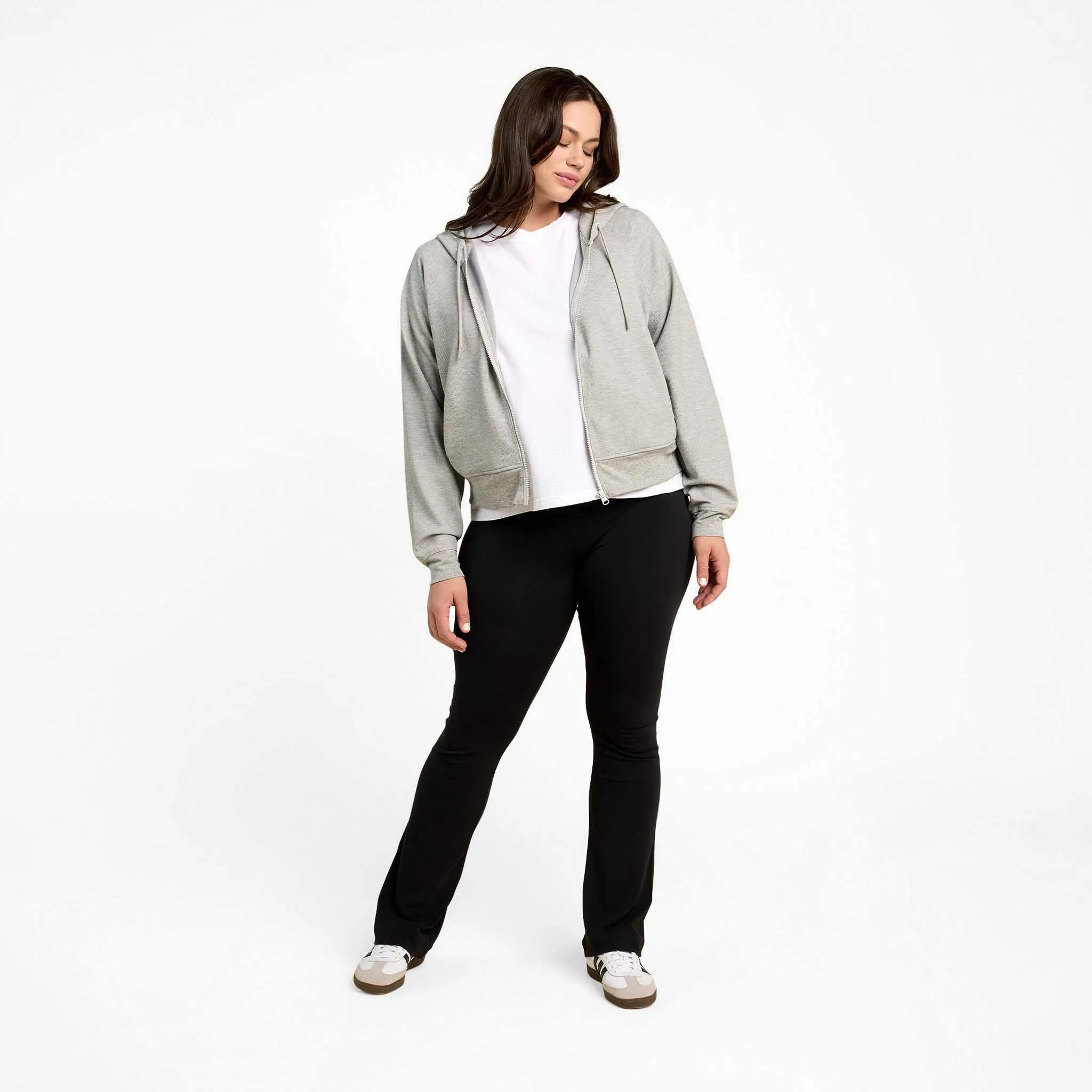 Sporty Waffle Zip Up | Heather Grey