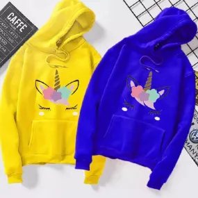 Unicorn face print hoodie