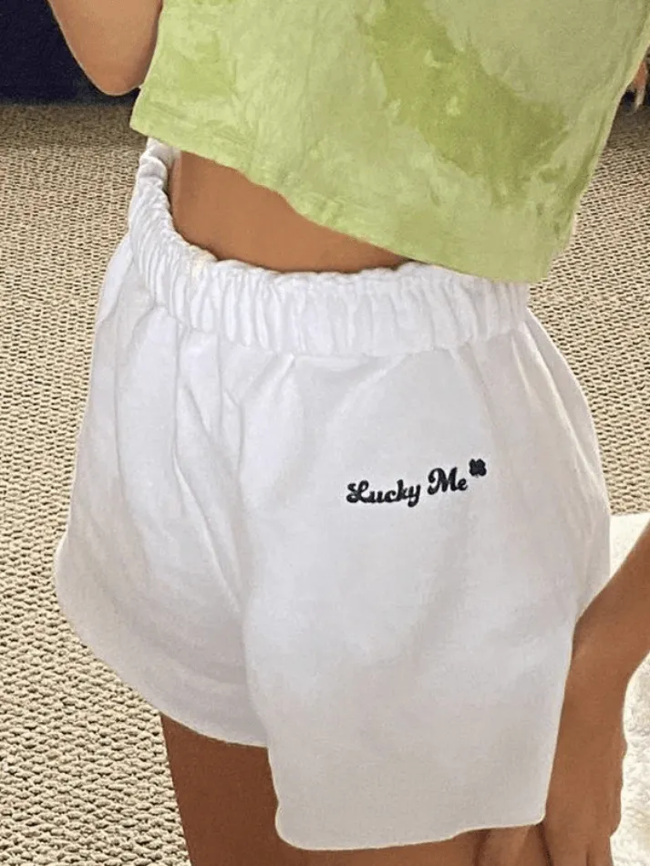 White Straight Leg Sweat Shorts