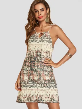 Wholesale Halter Tribal Print Casual Dresses