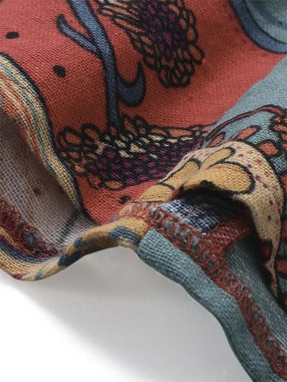 Wholesale Round Neck Sleeveless Scarf Print Side Pockets Casual Dresses
