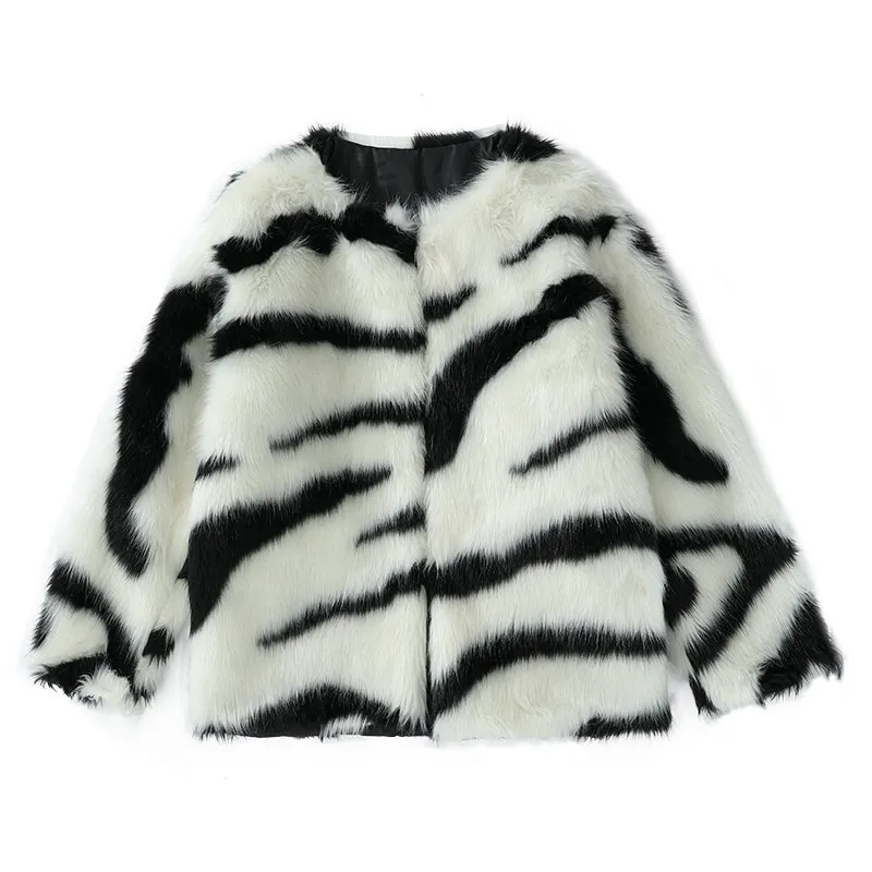 Zebra Faux Fur Jacket